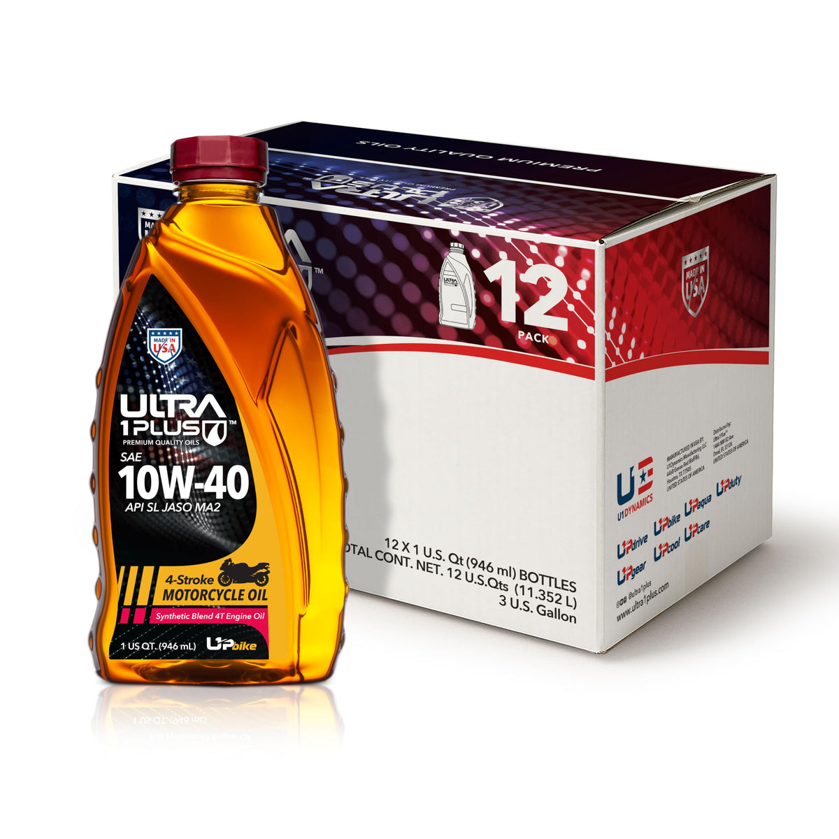 10W-40 Synthetic Blend Motorcycle Motor Oil 12 Quarts P698286