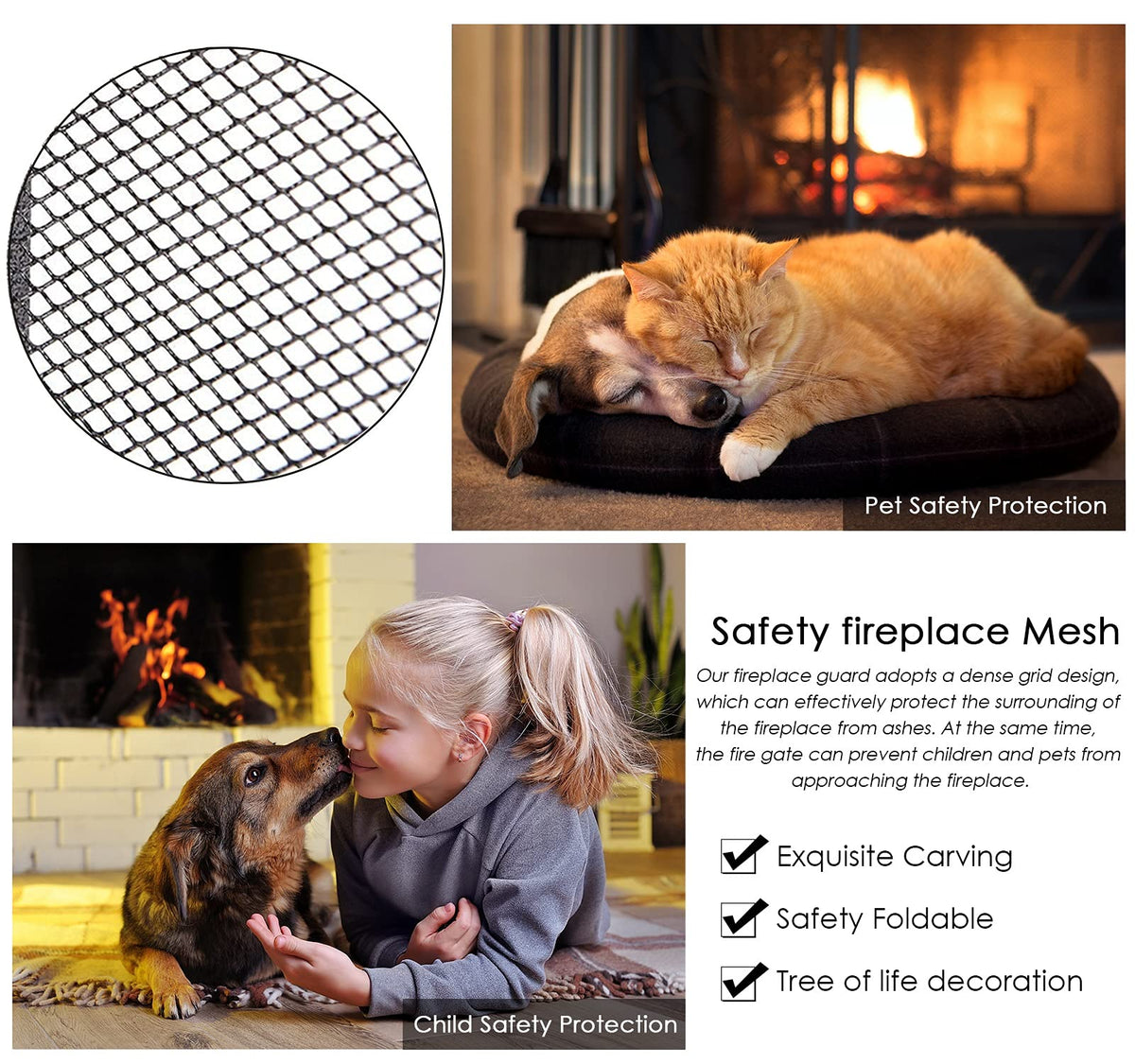 60 Inch Black 3 Panel Fireplace Screen H970149