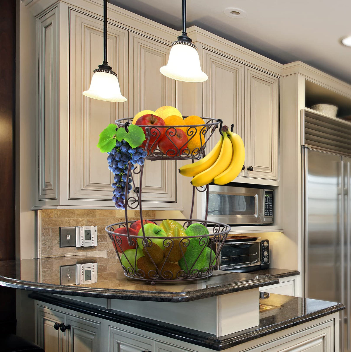 2-Tier Countertop Fruit Basket Bowl Storage N308