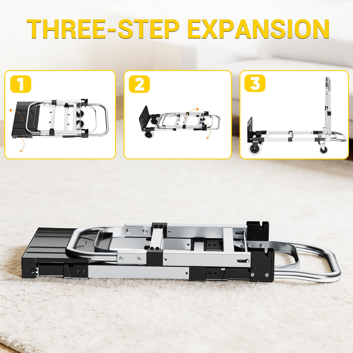 3 in 1 Folding Hand Truck 600lbs Capacity Heavy Duty K41875
