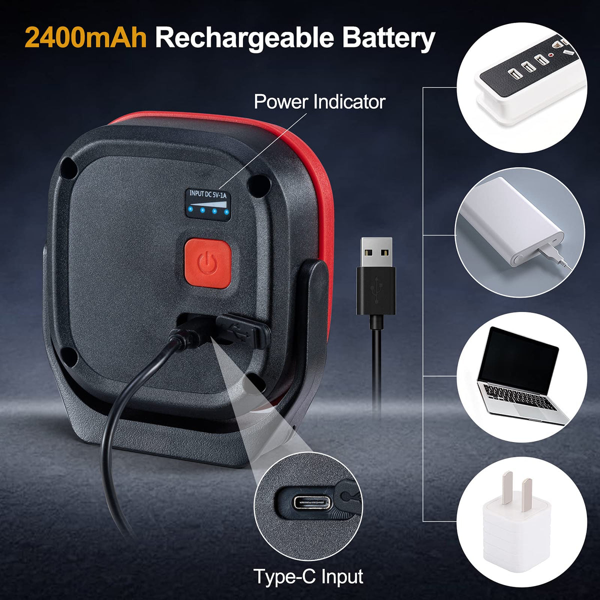 Magnetic Work Light, 42 LEDs 1000 Lumens Rechargeable Portable Inspection Light (2 PCS) I438540