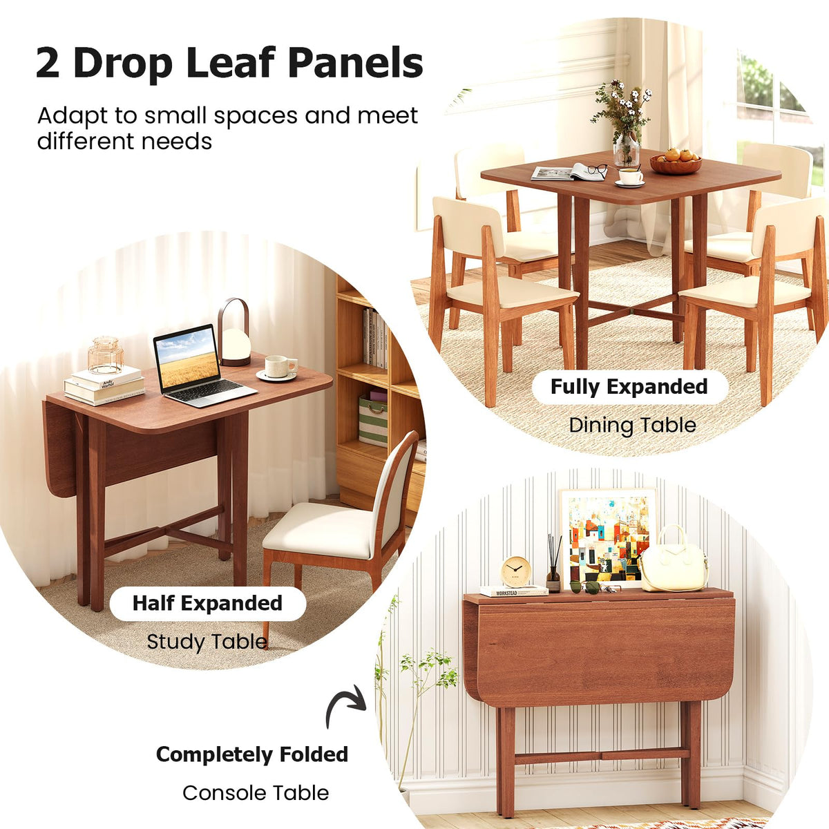 36" Foldable Square Wooden Dining Table Y424