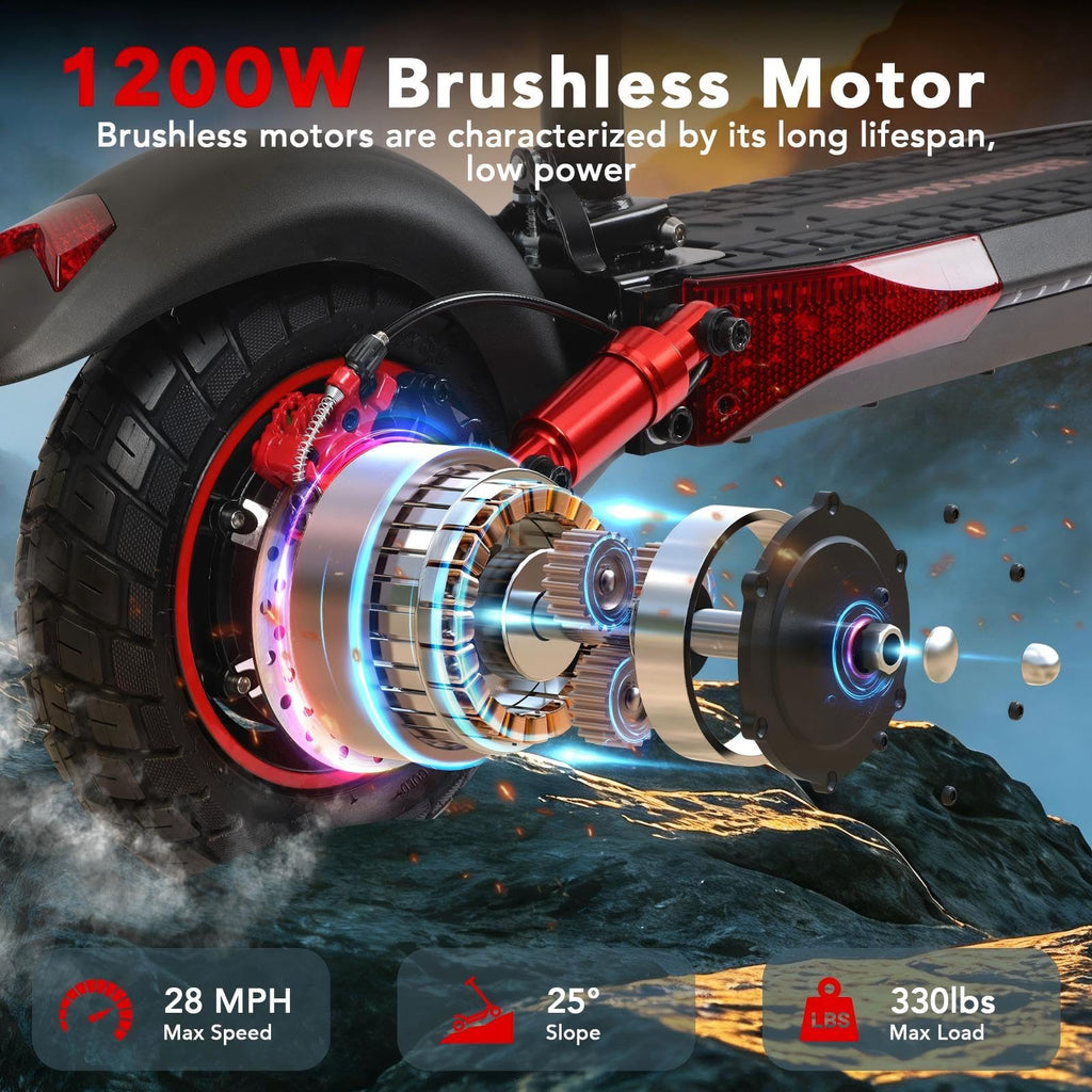 Electric Scooter with Seat, 1200W Motor, 28 MPH Top Speed W658155