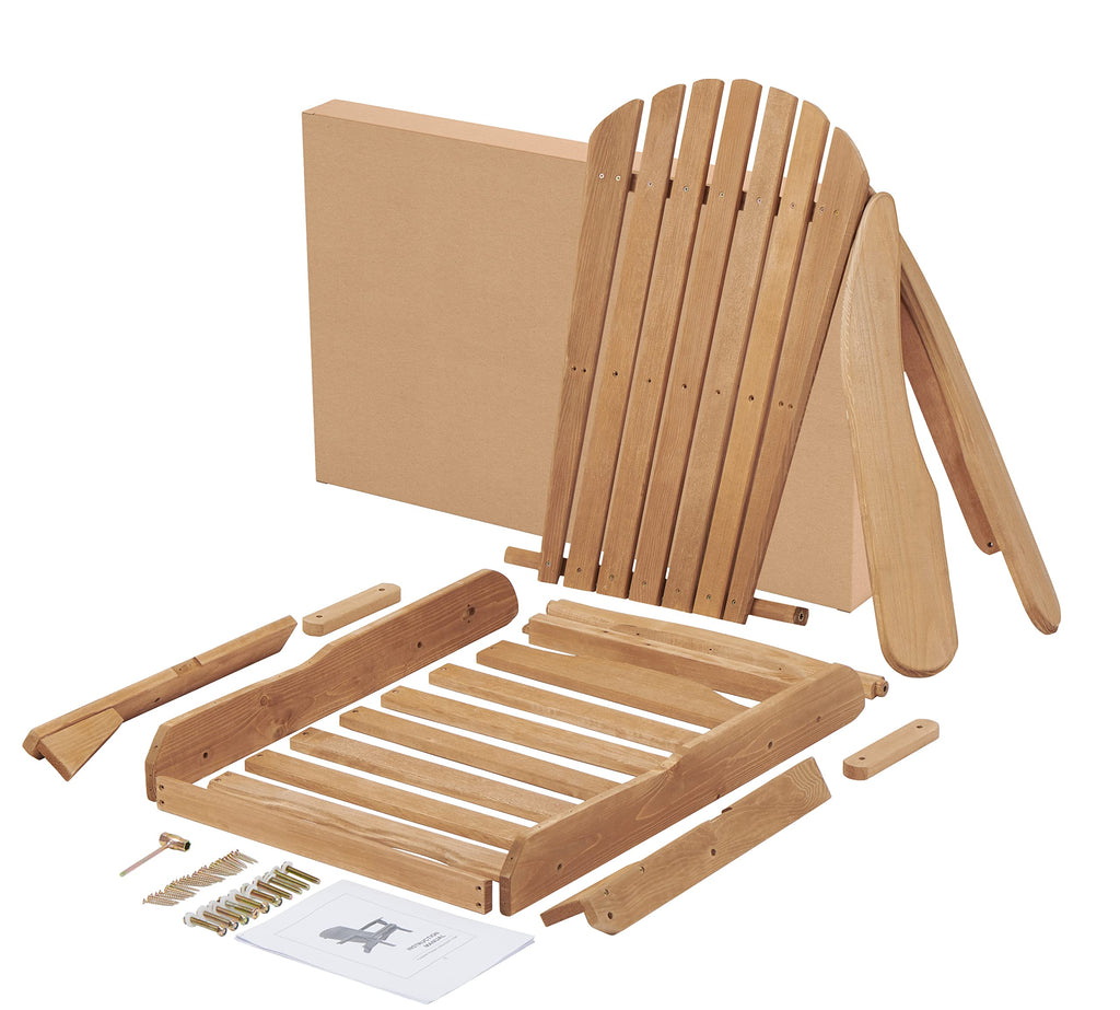 Wooden Folding Adirondack Chair Set of 2 Solid Cedar Light Brown Q184