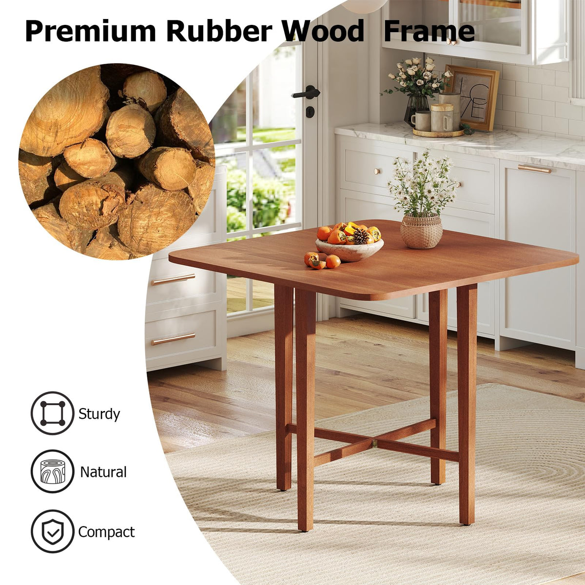 36" Foldable Square Wooden Dining Table Y424