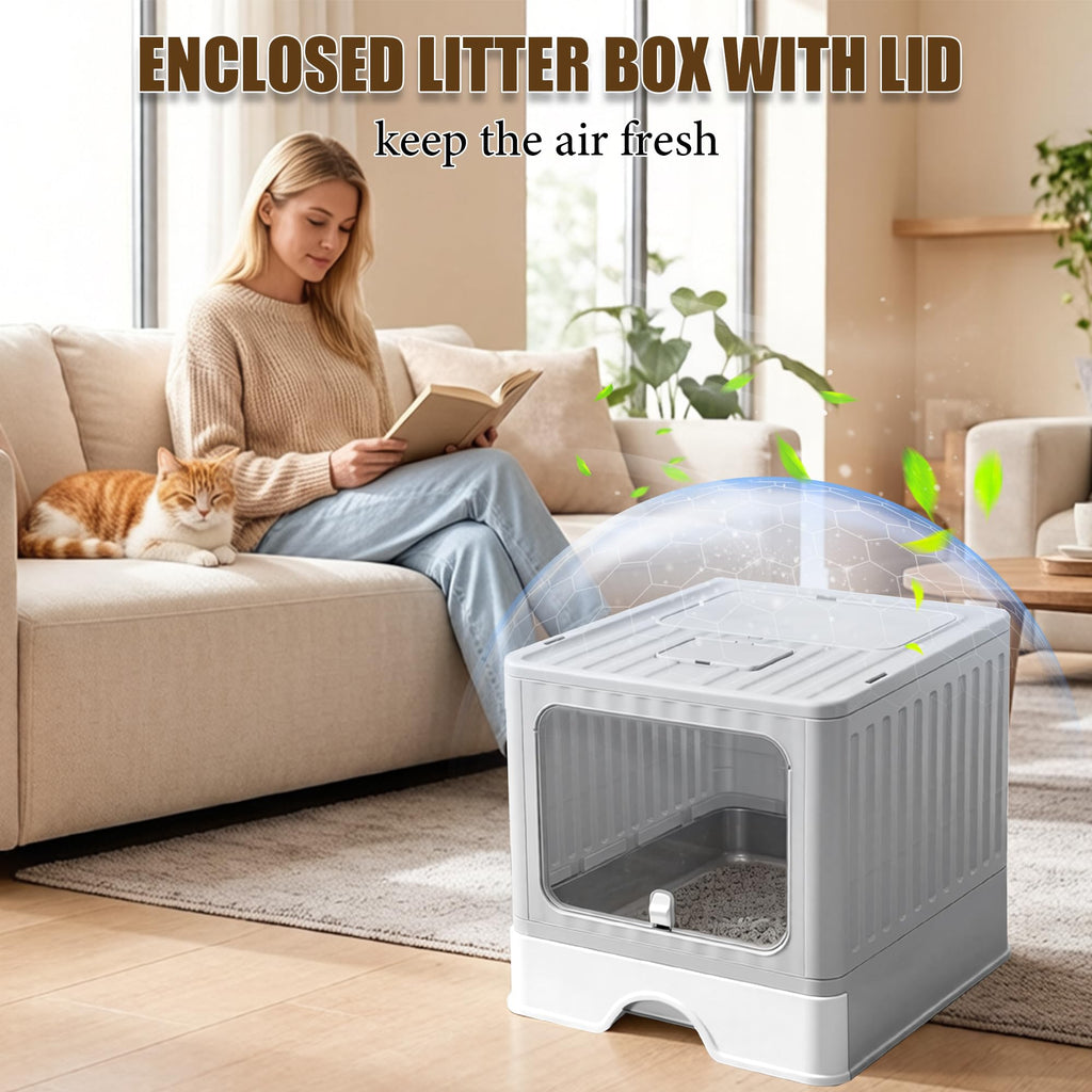 Stainless Steel Cat Litter Box With Lid H468