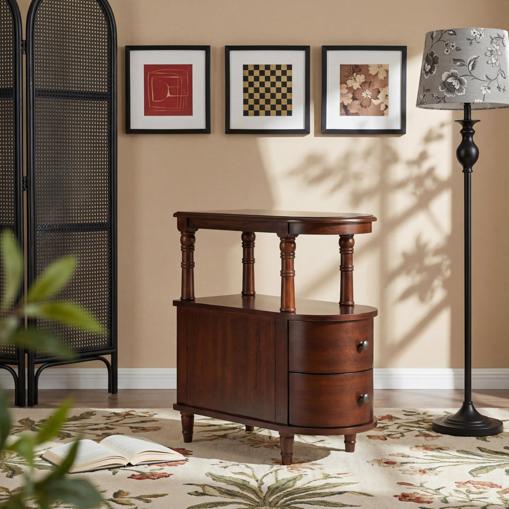 Solid Wood End Table with 2 Drawers B64992