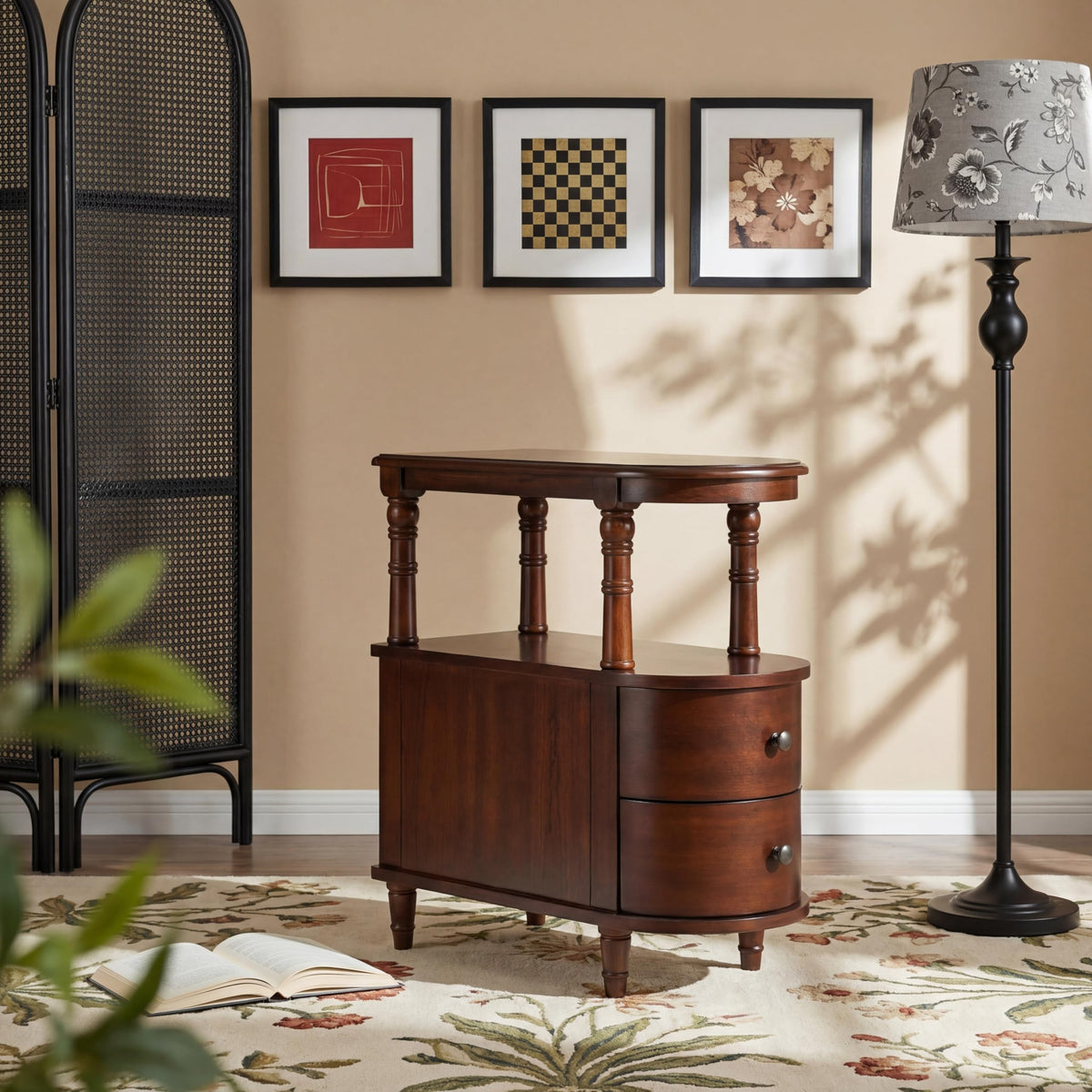 Solid Wood End Table with 2 Drawers B64992