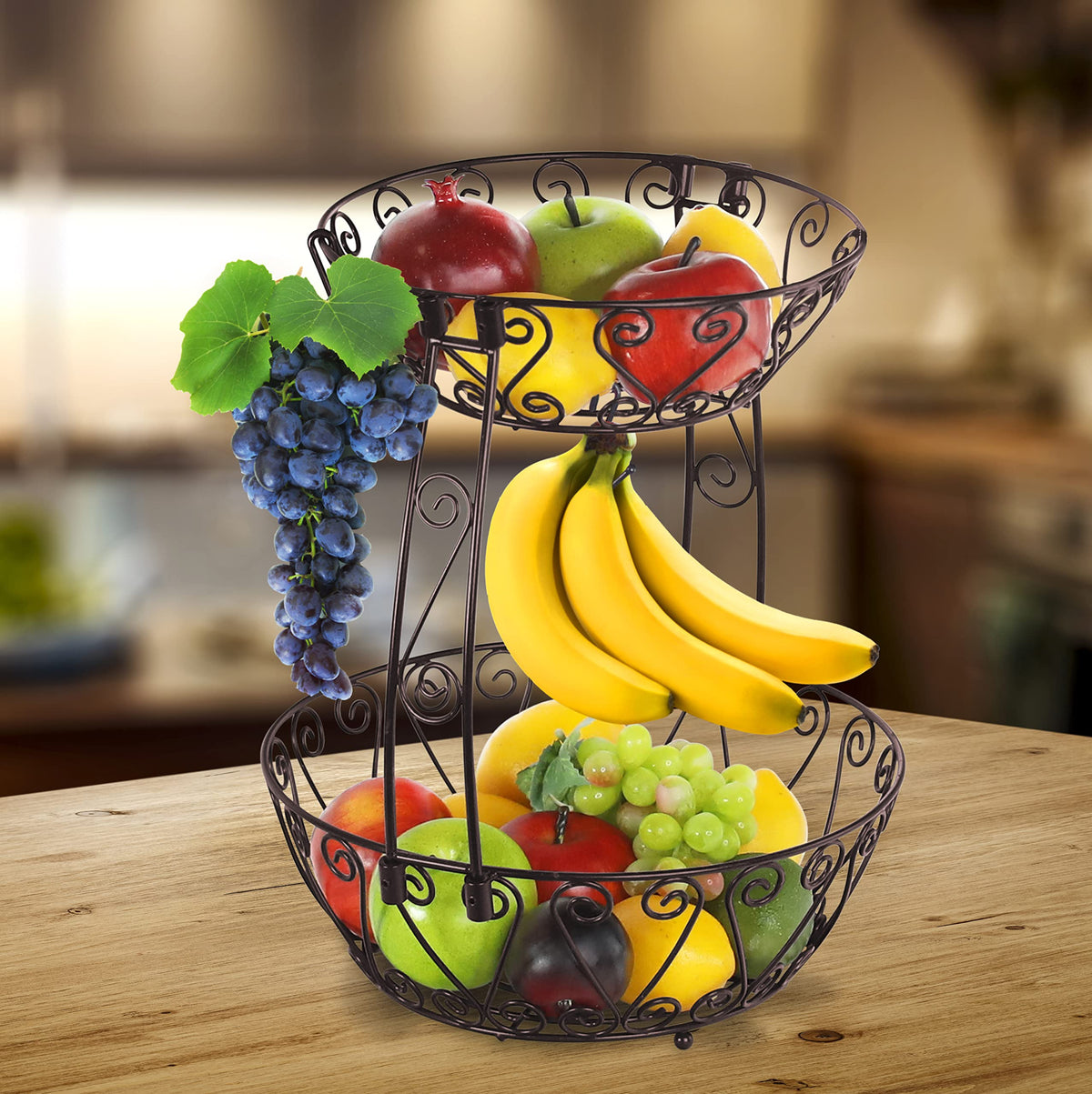 2-Tier Countertop Fruit Basket Bowl Storage N308