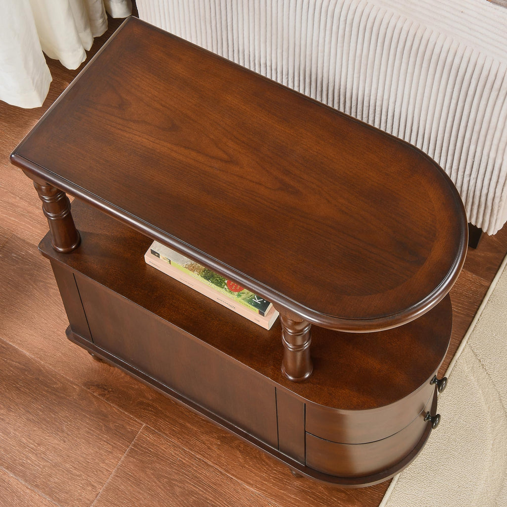 Solid Wood End Table with 2 Drawers B64992