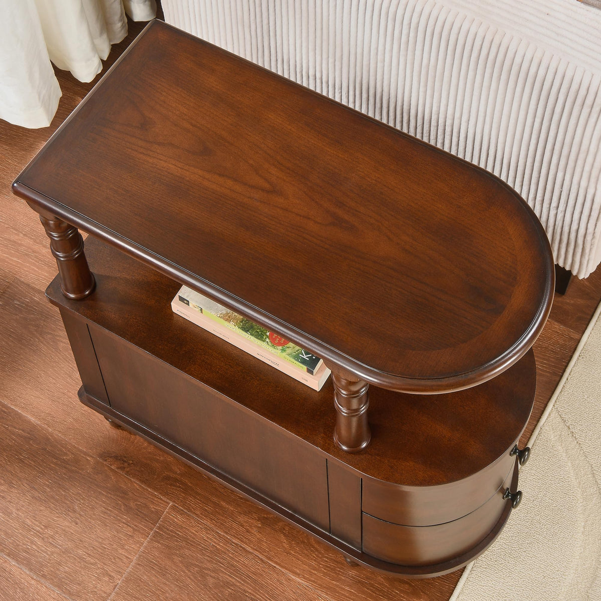Solid Wood End Table with 2 Drawers B64992