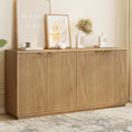 Natural Oak Fluted Wooden Sideboard Cabinet with 4 Doors U43053