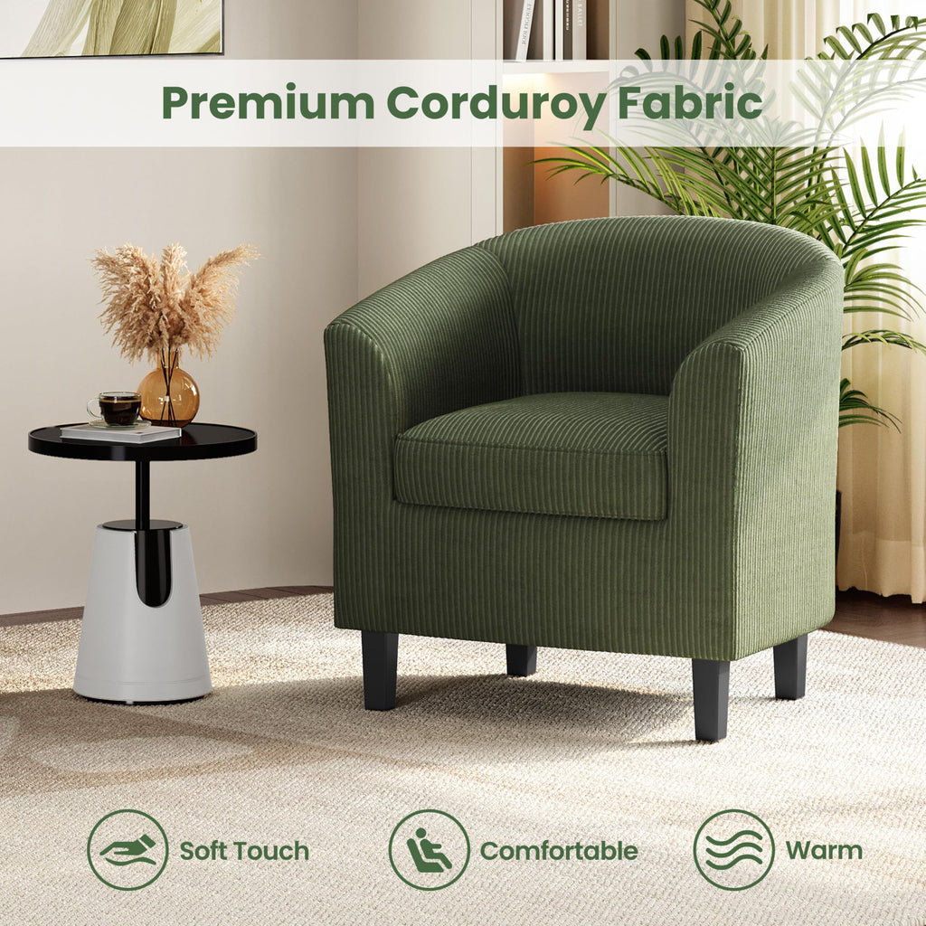 Corduroy Barrel Armchairs Set of 2 Dark Green U864