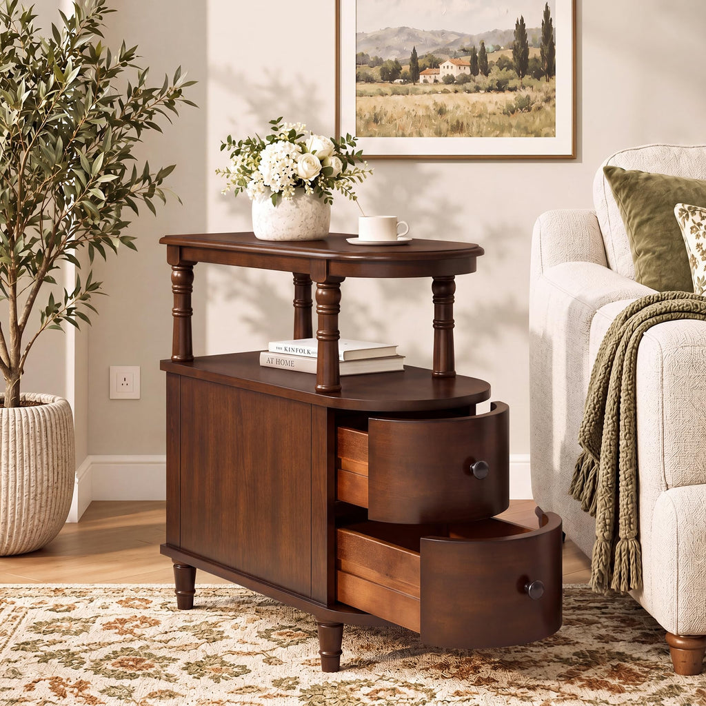 Solid Wood End Table with 2 Drawers B64992
