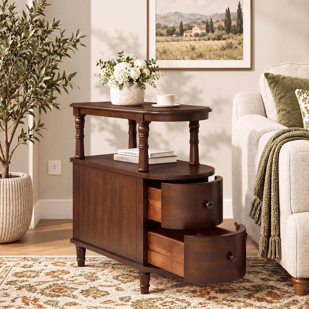 Solid Wood End Table with 2 Drawers B64992